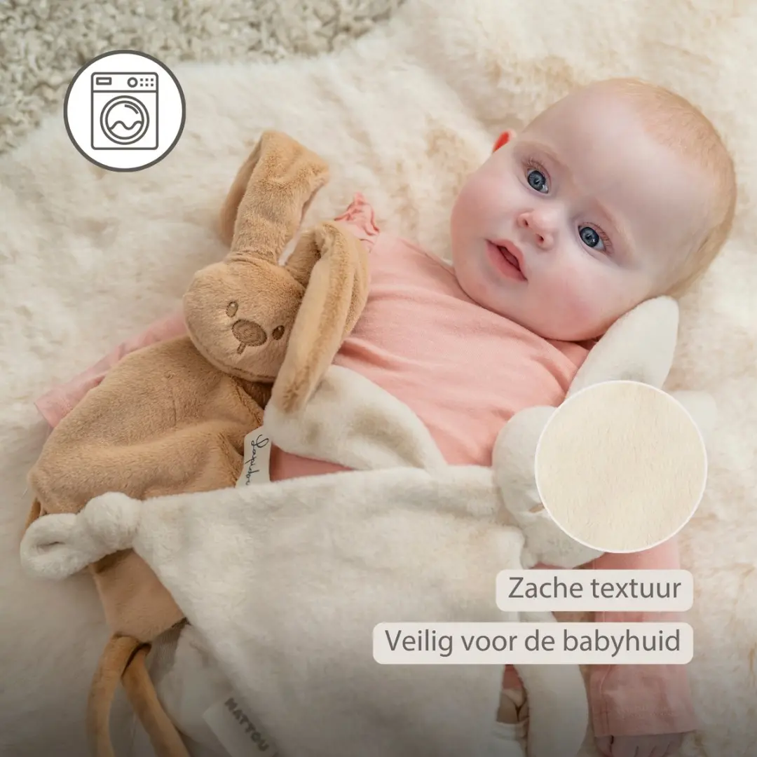 Nattou Lapidou Baby Knuffeldoekje Konijn 37x35cm - Zand