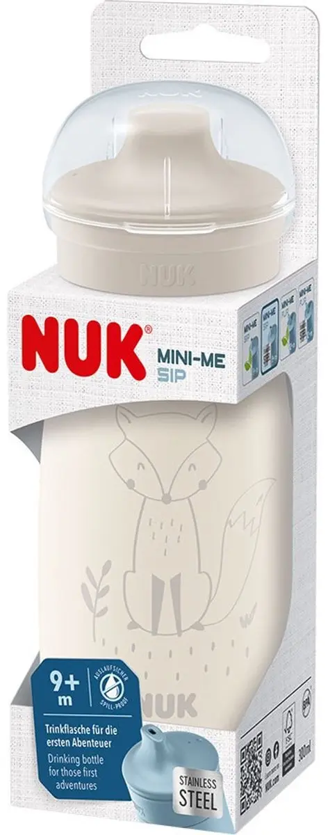 NUK Mini-Me Roestvrijstalen Babyfles 300ml - Beige