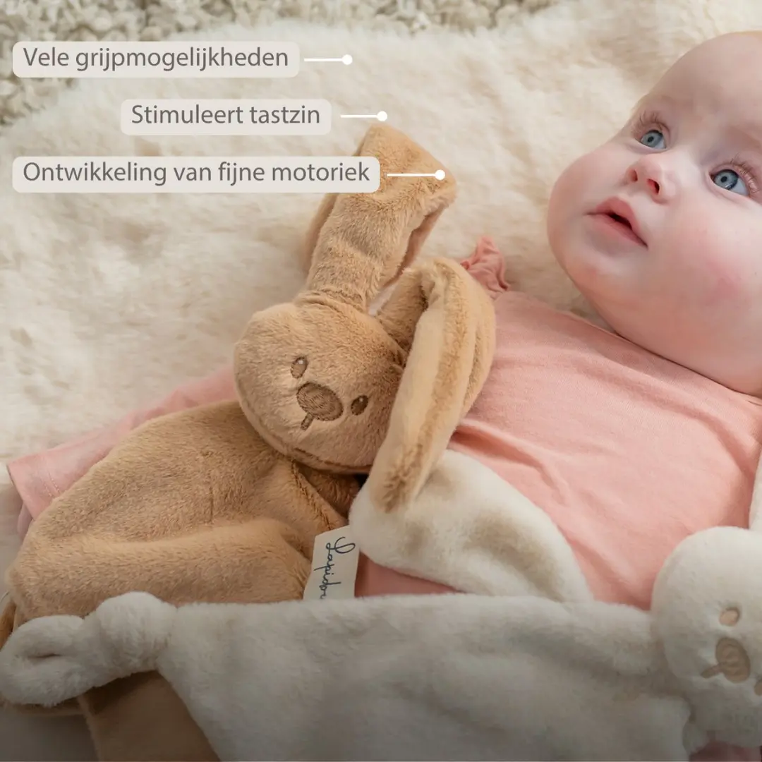 Nattou Lapidou Baby Knuffeldoekje 37x35cm - Konijn - Warm Beige