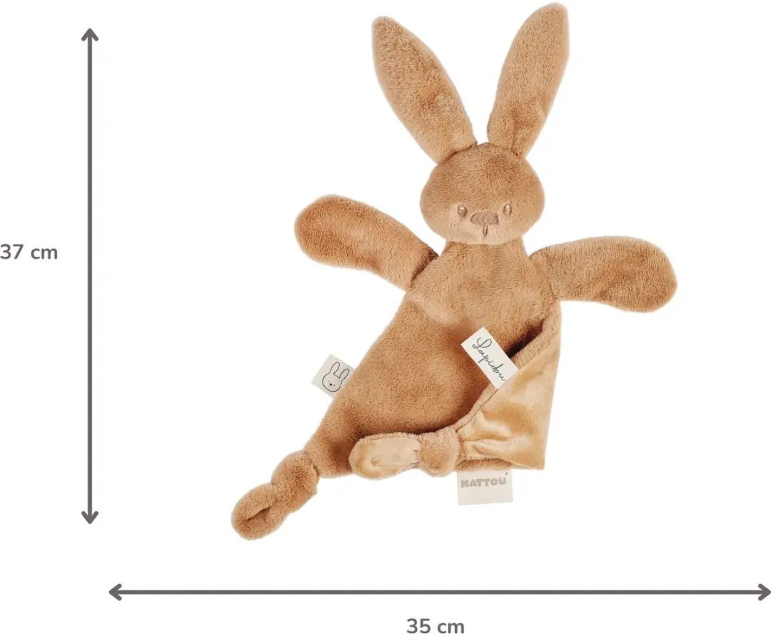 Nattou Lapidou Baby Knuffeldoekje 37x35cm - Konijn - Warm Beige