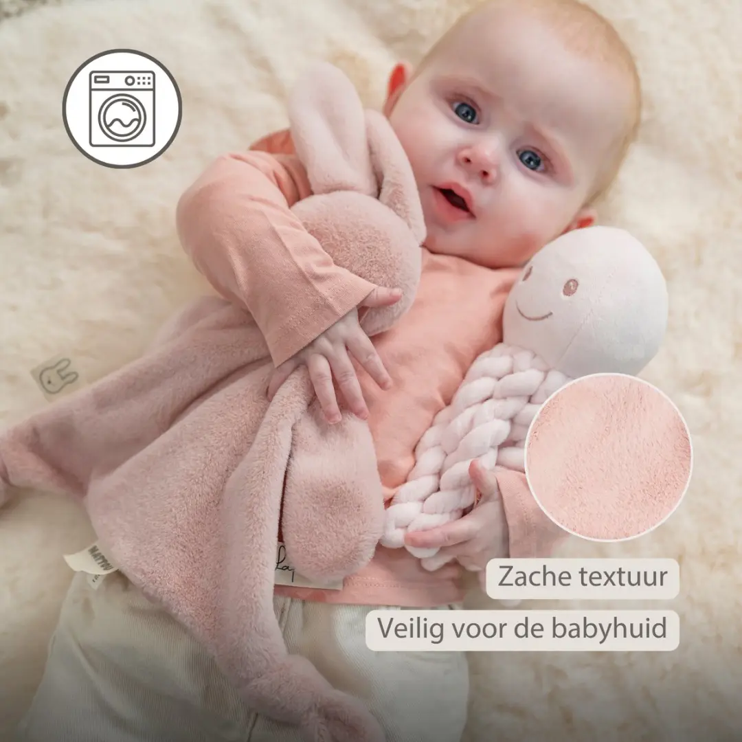 Nattou Lapidou Baby Knuffeldoekje 37x35cm - Poederroze