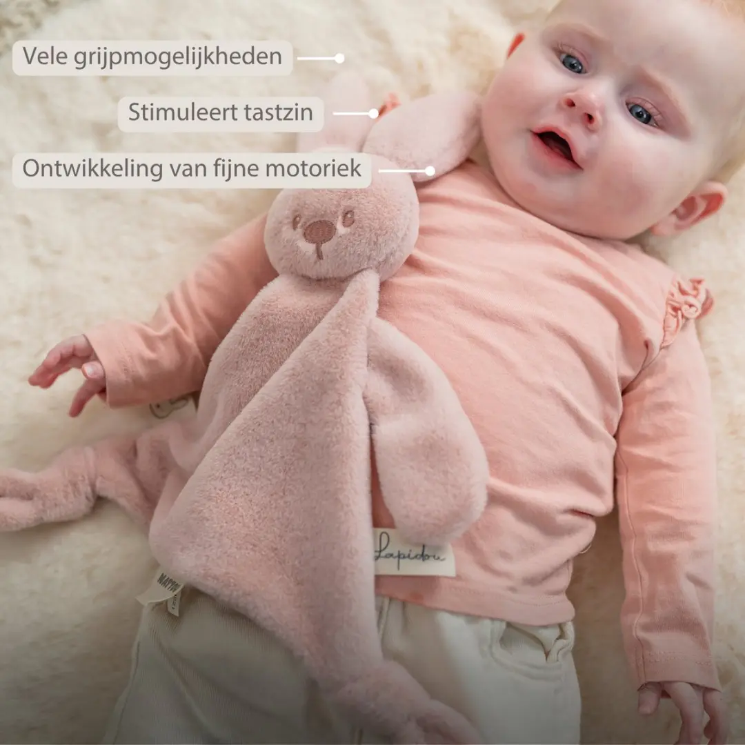 Nattou Lapidou Baby Knuffeldoekje 37x35cm - Poederroze