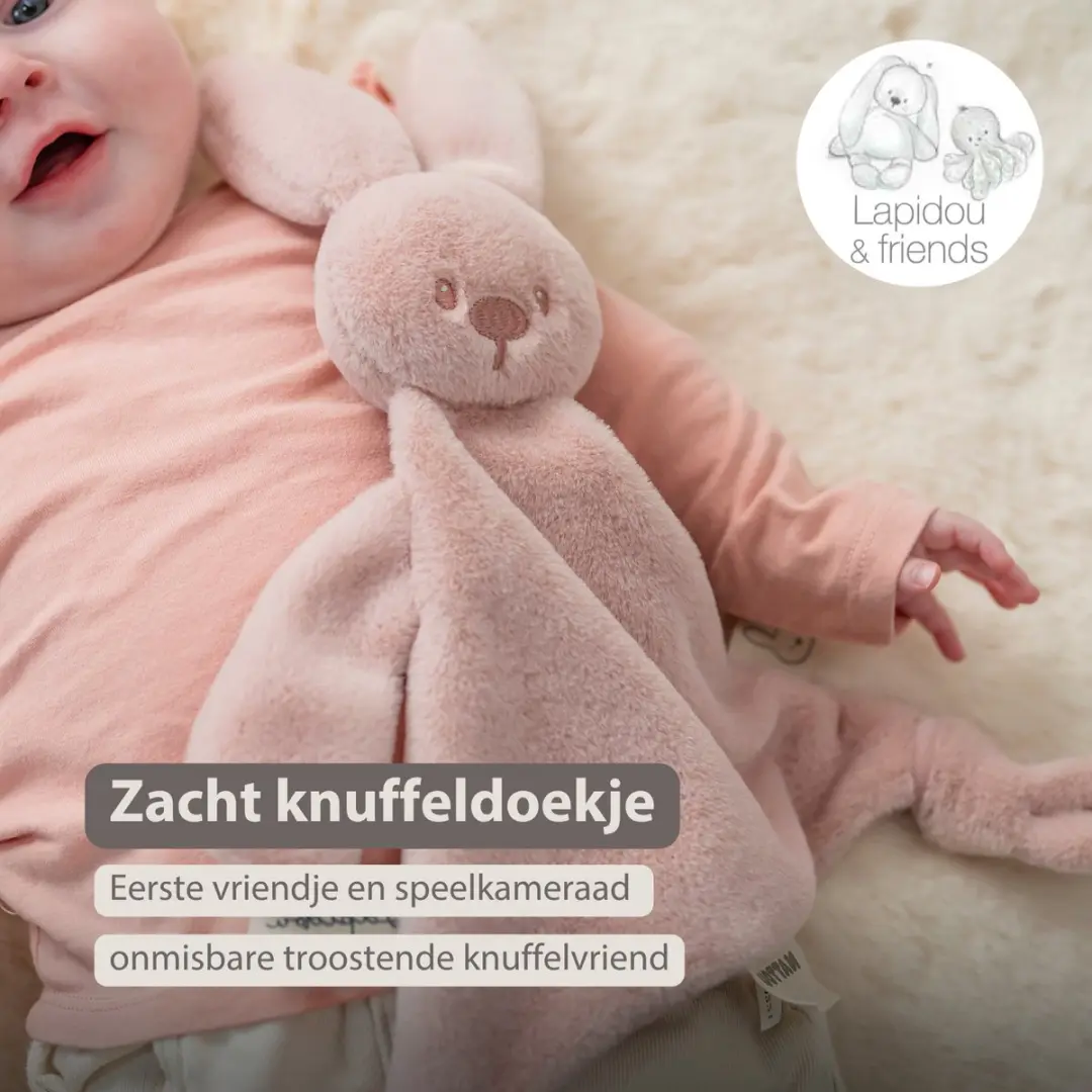 Nattou Lapidou Baby Knuffeldoekje 37x35cm - Poederroze