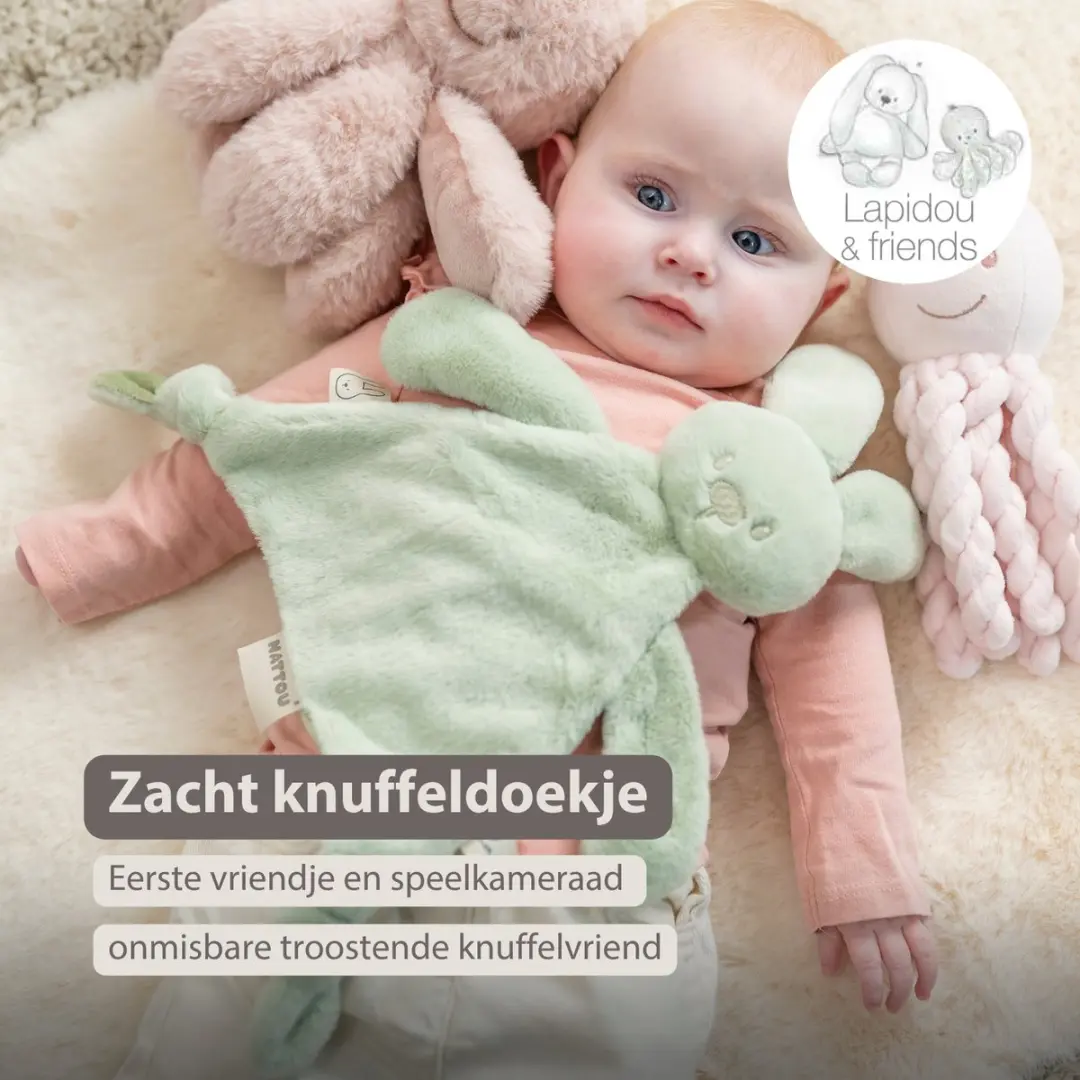 Nattou Lapidou Baby Knuffeldoekje Konijn 37x35cm - Lindegroen