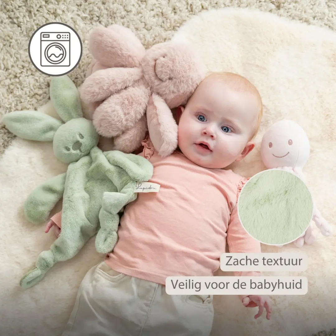 Nattou Lapidou Baby Knuffeldoekje Konijn 37x35cm - Lindegroen