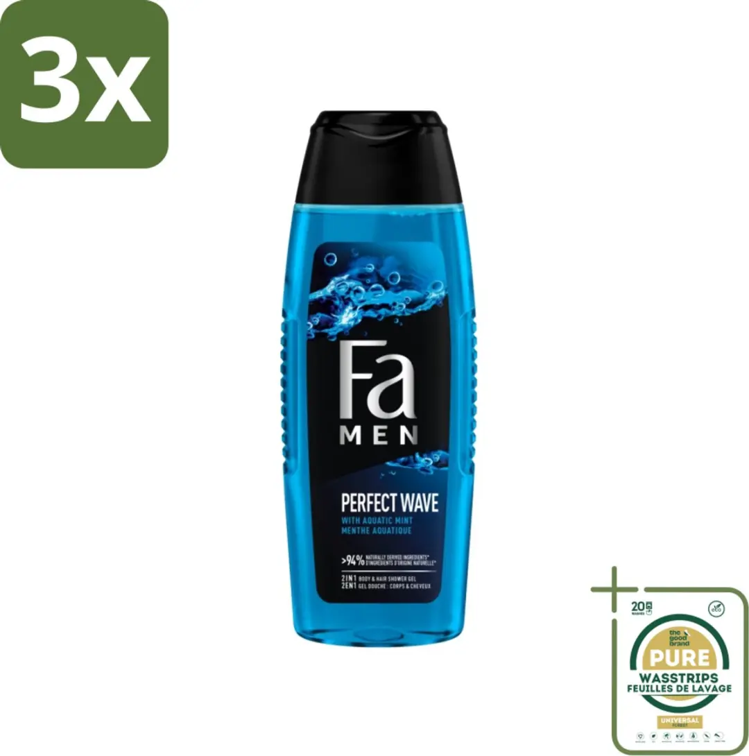 Fa Men Perfect Wave Douchegel & Shampoo 250ml - 3x250ml
