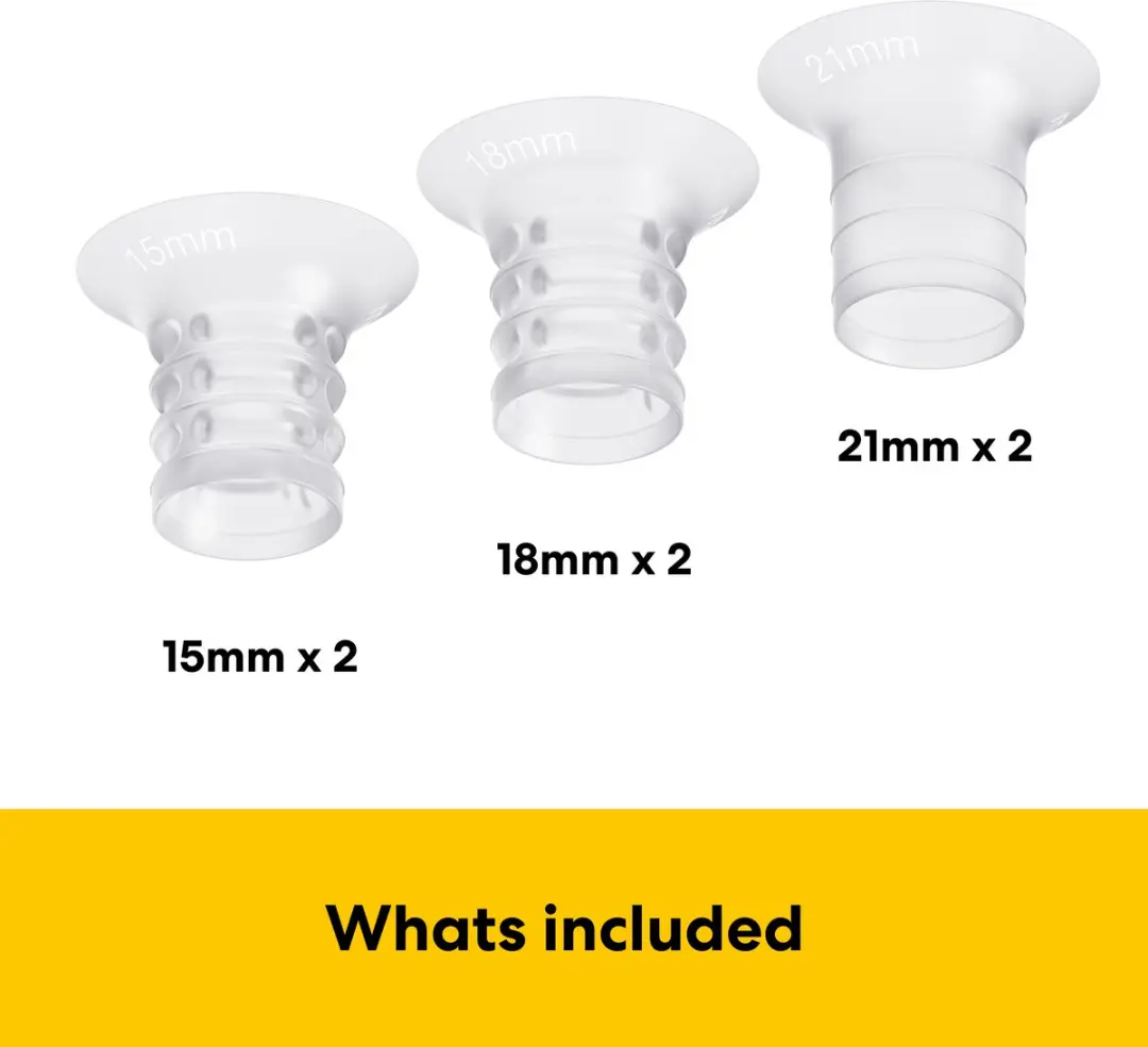 Medela Borstschildinzetstukken - 6 Stuks (2x15/18/21mm) - Transparant/Goud