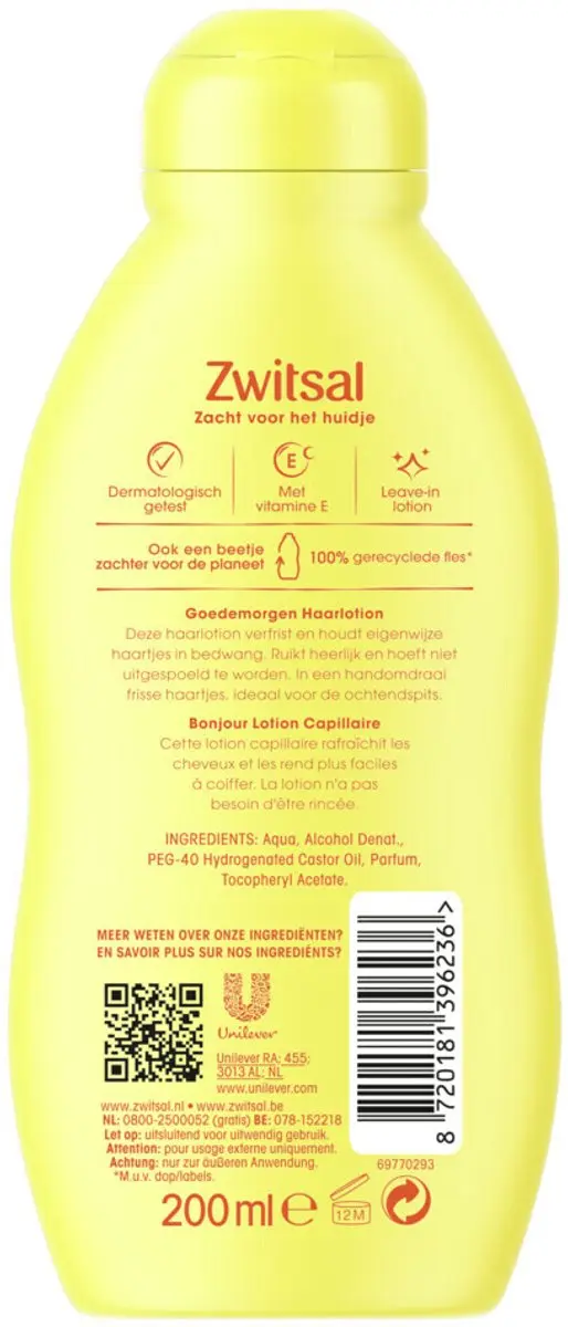 Zwitsal Haarlotion Goedemorgen 200ml - 6 Stuks
