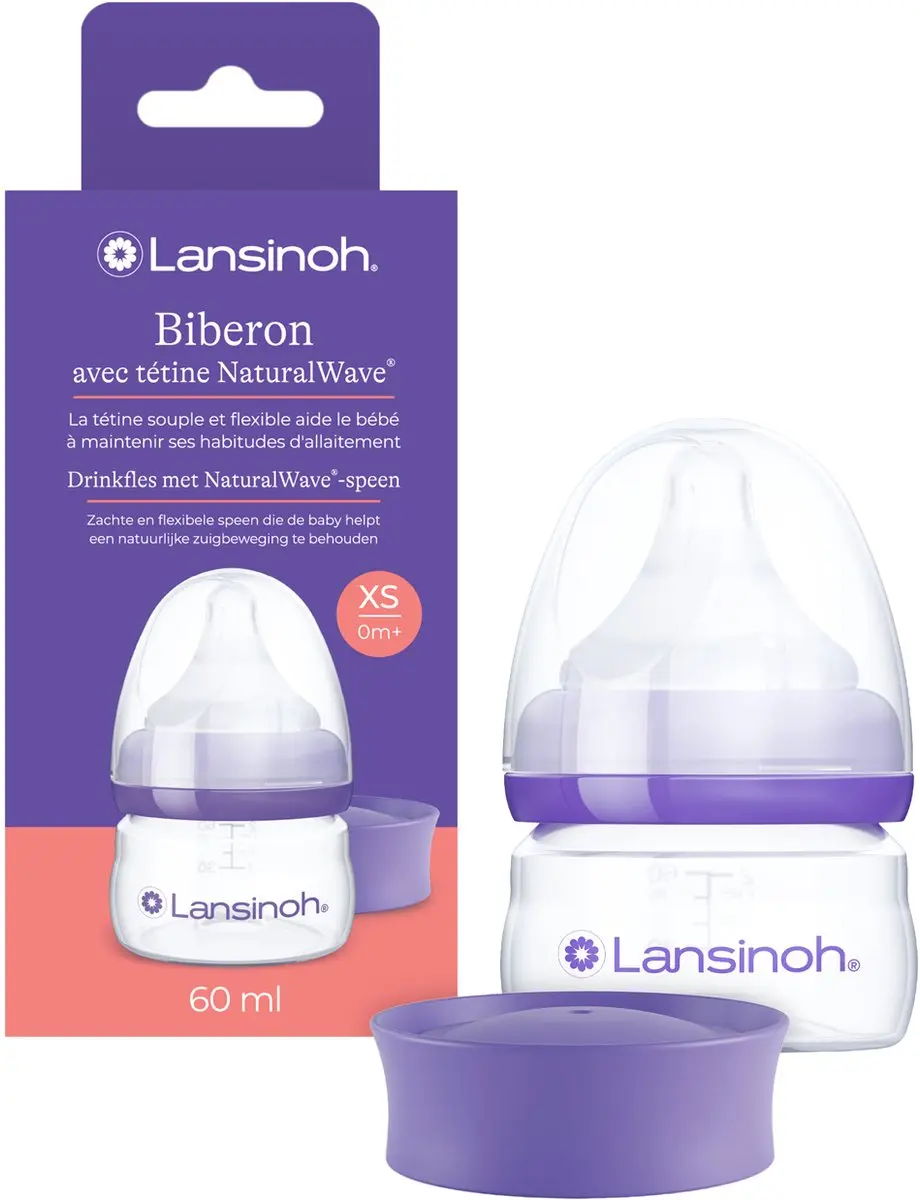 Lansinoh Fles 60ml met Natural Wave Speen - Transparant