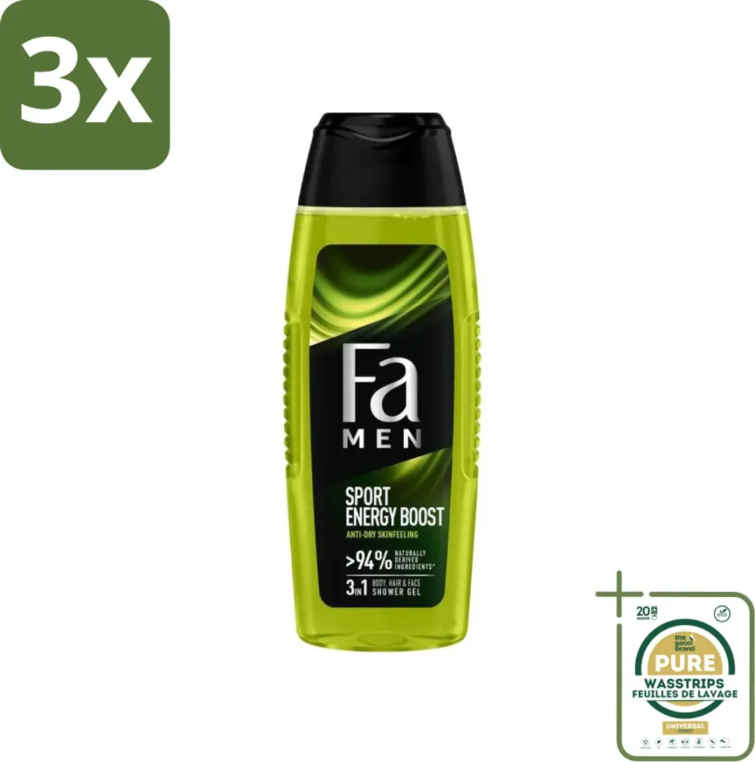 Fa Men Sport Energy Boost Doucemiddel 750ml - 3 Stuks