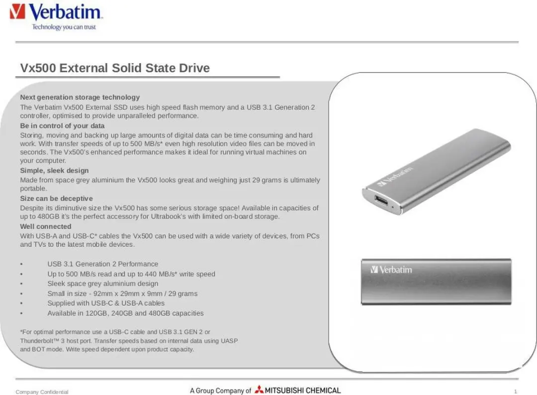 Verbatim Vx500 Externe SSD 120GB - 47441 - afbeelding 6 van 6