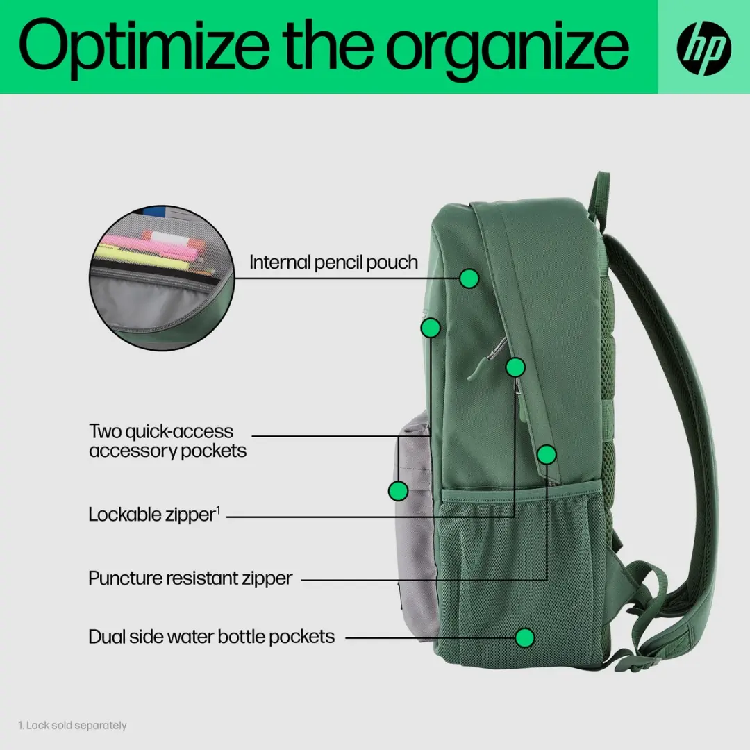 HP Campus Backpack 7K0E4AA - 15.6 inch - Groen/Grijs