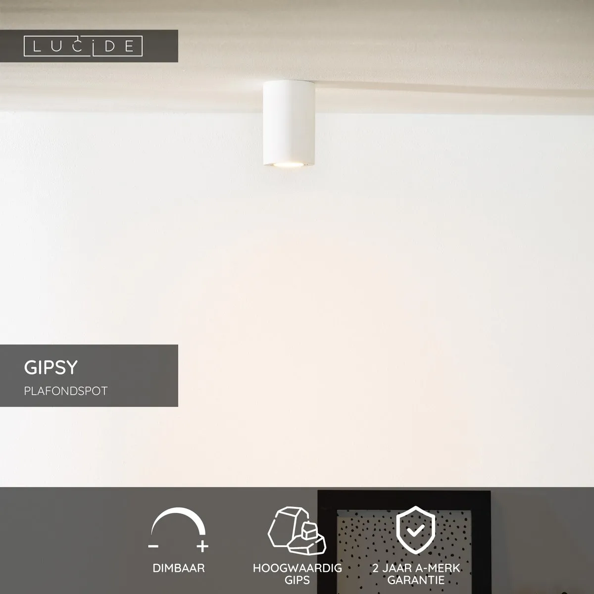 Lucide GIPSY Plafondspot Ø7cm - 1xGU10 - Wit