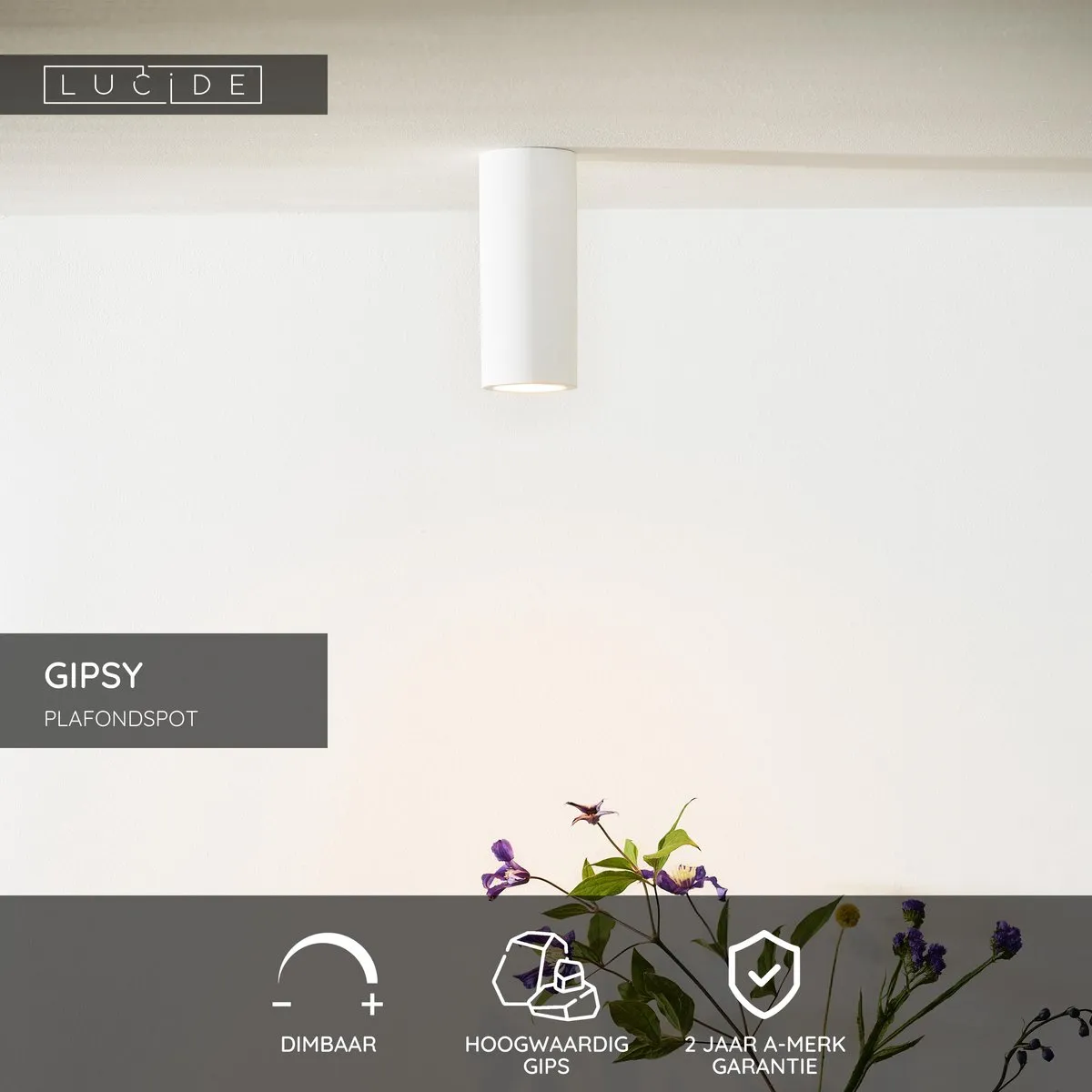 Lucide GIPSY Plafondspot Ø7cm - 1xGU10 - Wit