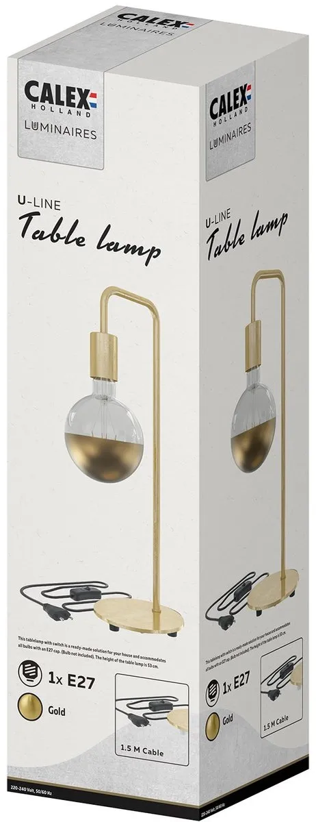 Calex U-Line Tafellamp E27 - 15cm - Goud - afbeelding 6 van 6