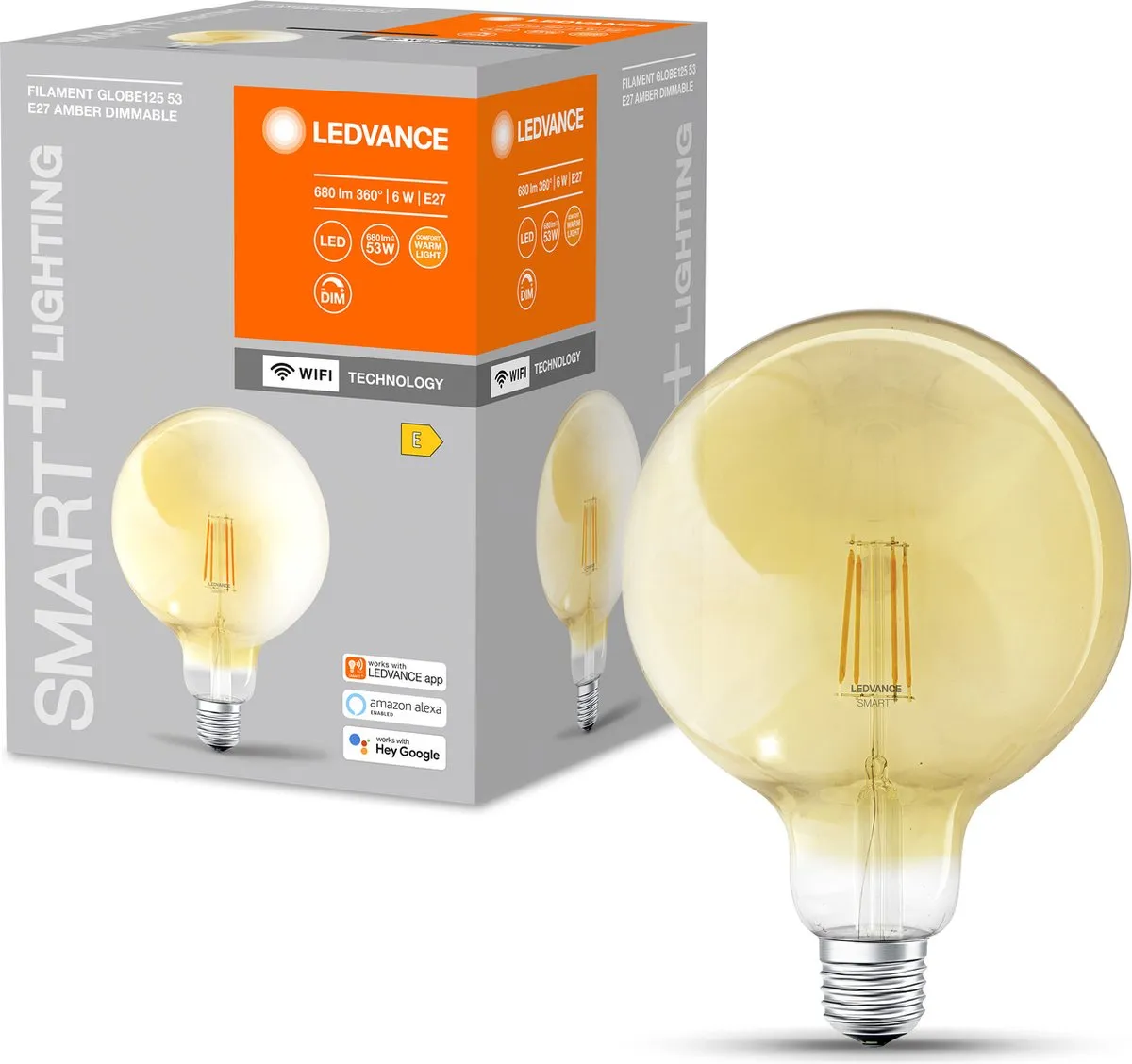 LEDVANCE Klassieke Globe 6W Warm Wit E27 - Helder Glas