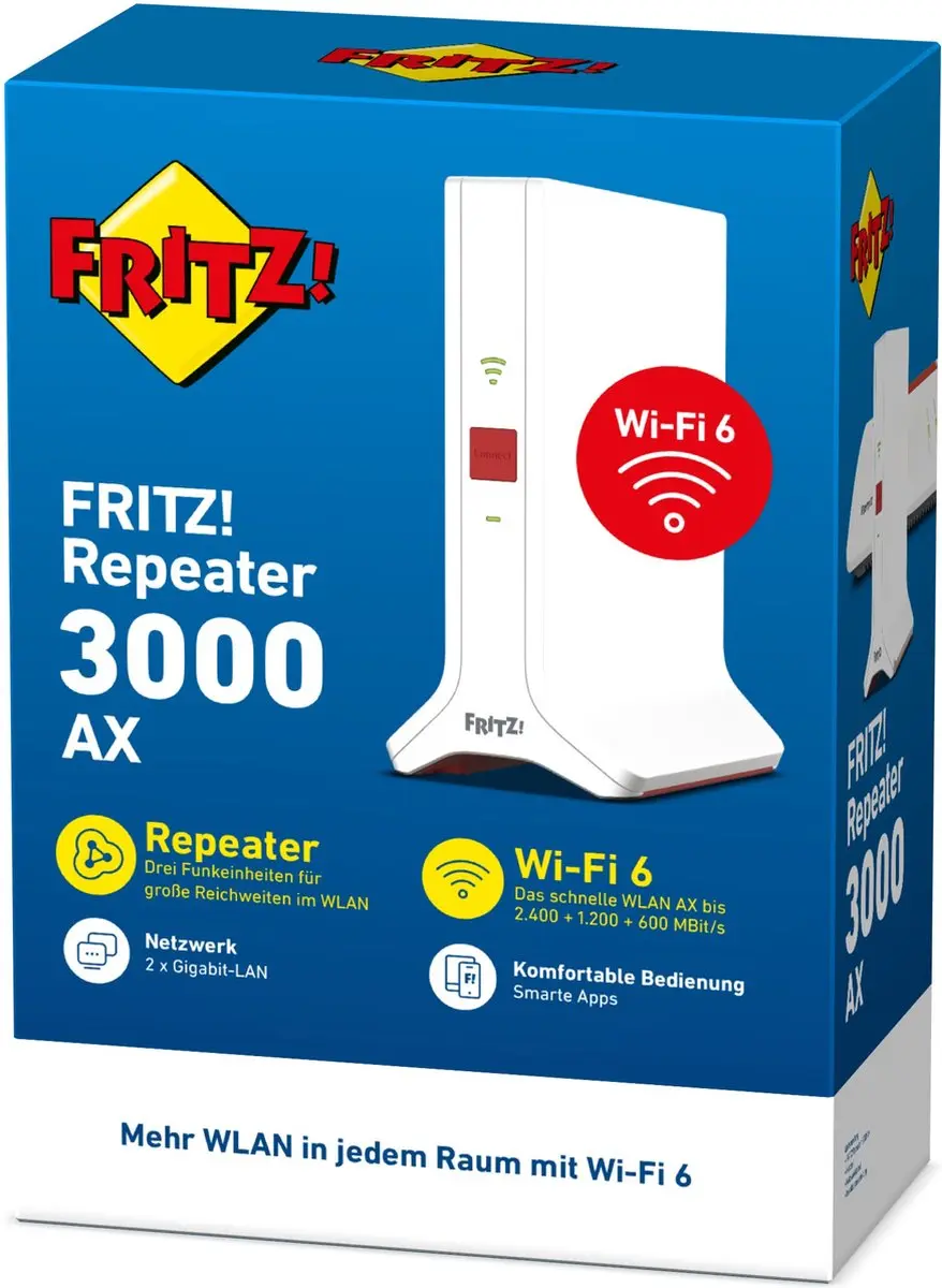 FRITZ! Repeater 3000 AX - 6 Antennes - 4x LAN
