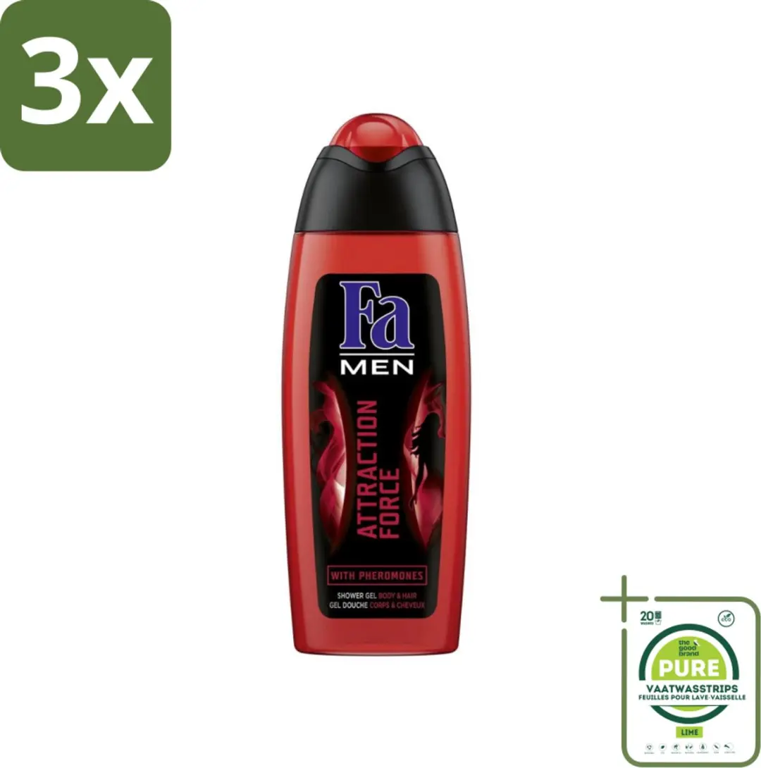 Fa Attraction Force Douchegel Mannen Bergamot & Limoen - 750ml (3x250ml)