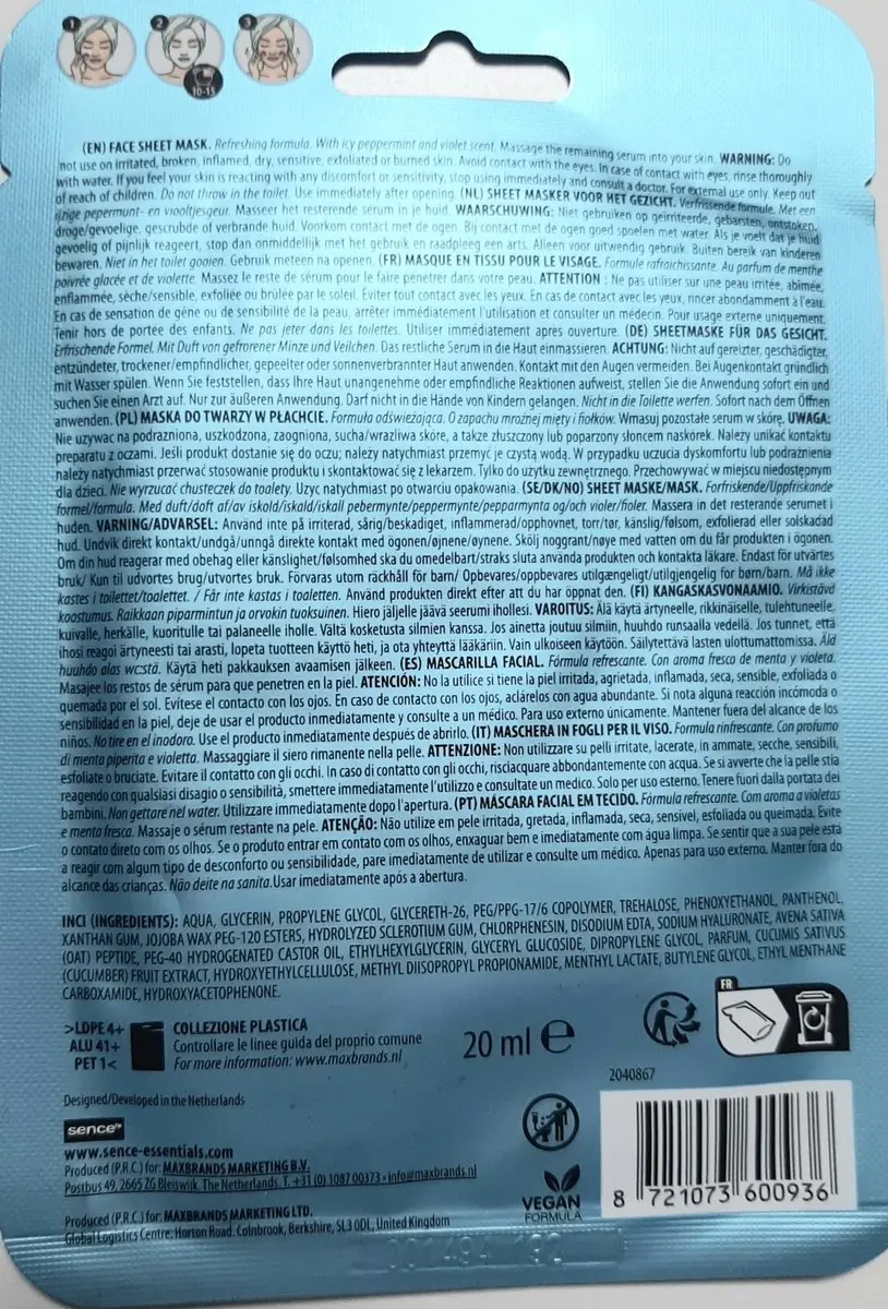 Sence Ice Quartz IJs Gezichtsmasker 20ml - IJsblauw