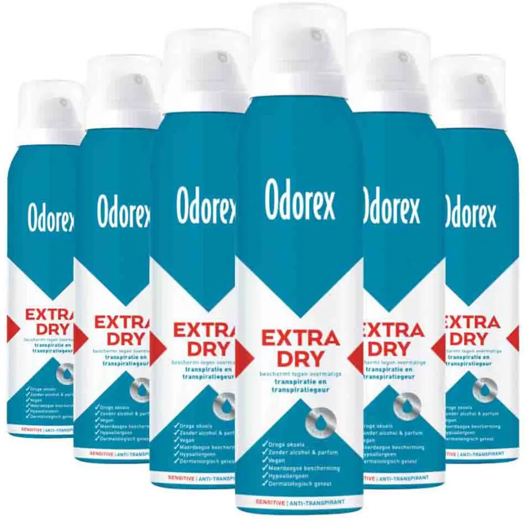 Odorex Extra Dry Deodorant Spray Sensitive - 6x150ml