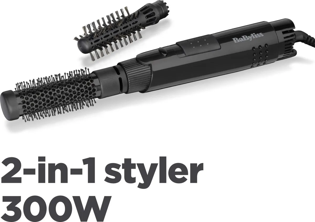 Babyliss Smooth Shape Airstyler AS86E Föhnborstel - 300W - 2 Opzetborstels - Zwart