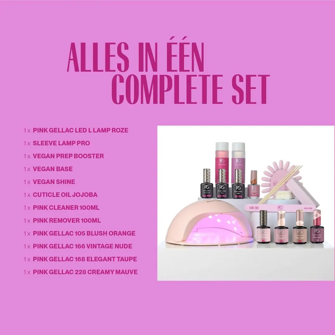 Pink Gellac Premium Starterpakket - 4 Gelkleuren 320ml + LED Lamp