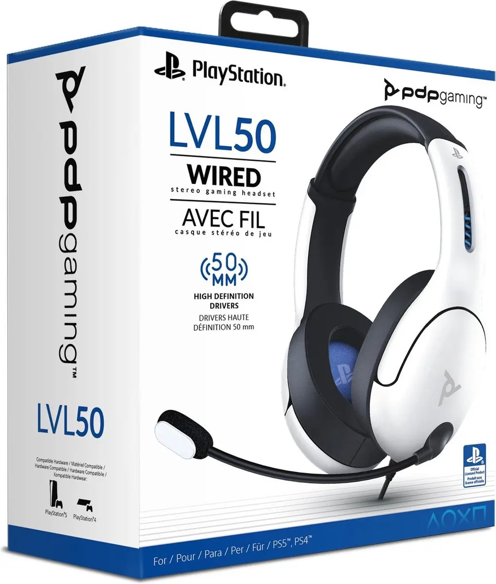 PDP LVL50 Wired Headset 50mm - Wit - afbeelding 6 van 6