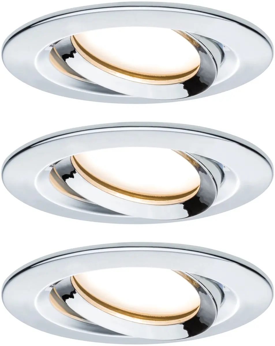 Paulmann Nova Plus Coin LED Inbouwlamp Set 3x6W 470lm 2700K - Chroom