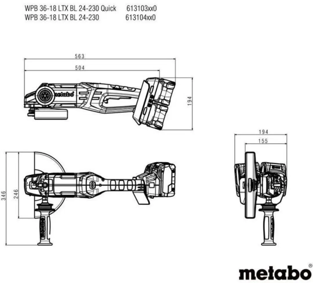 Metabo WPB 36-18 LTX BL 24-230 Haakse Slijper 230mm