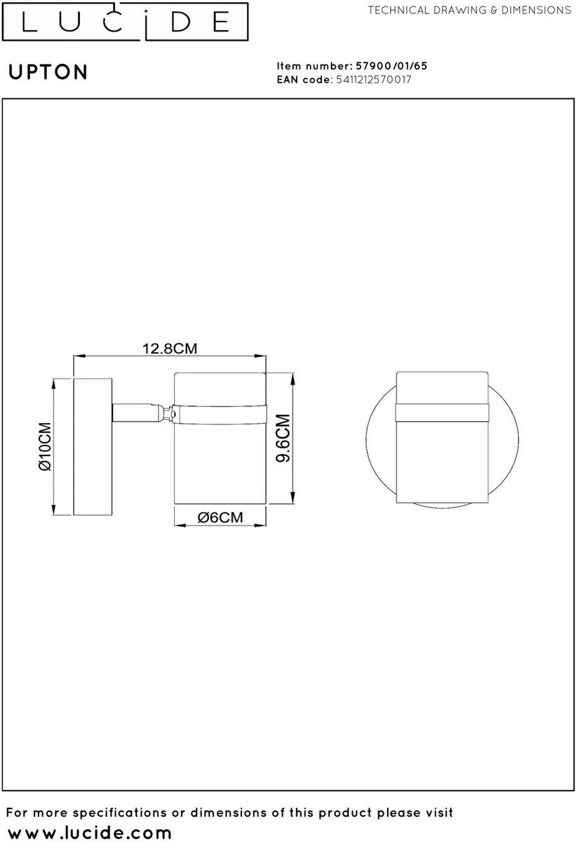 Lucide Upton Plafondspot GU10 - 10cm - Fumé - afbeelding 6 van 6