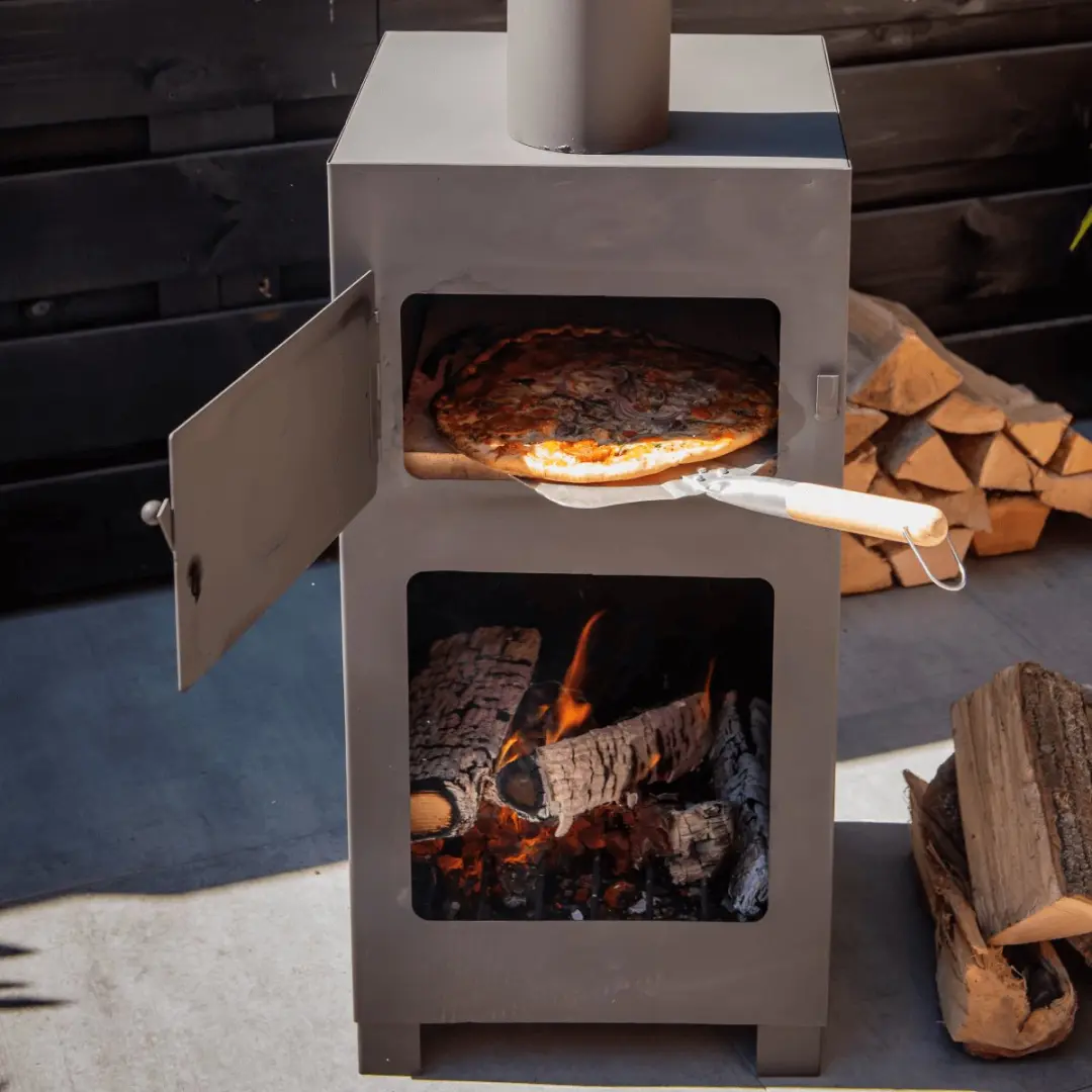 Esschert Terraskachel met Pizzaoven - Zwart