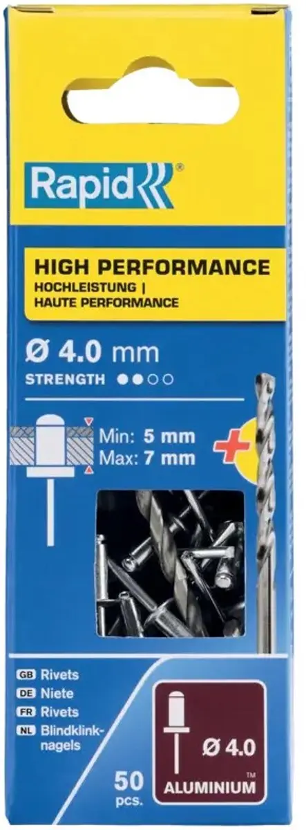 Rapid Klinknagels Boor Ø4x10mm Aluminium 50 Stuks
