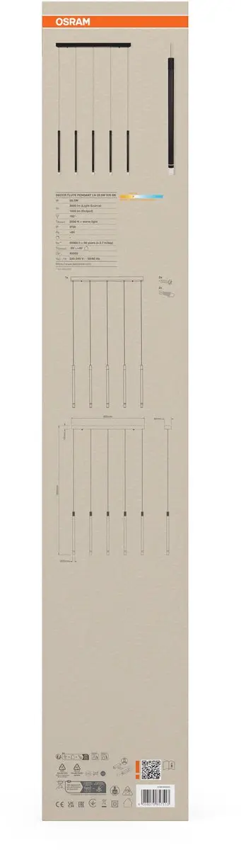 Osram Decor Flute LED Hanglamp 36W - Zwart - 3000K