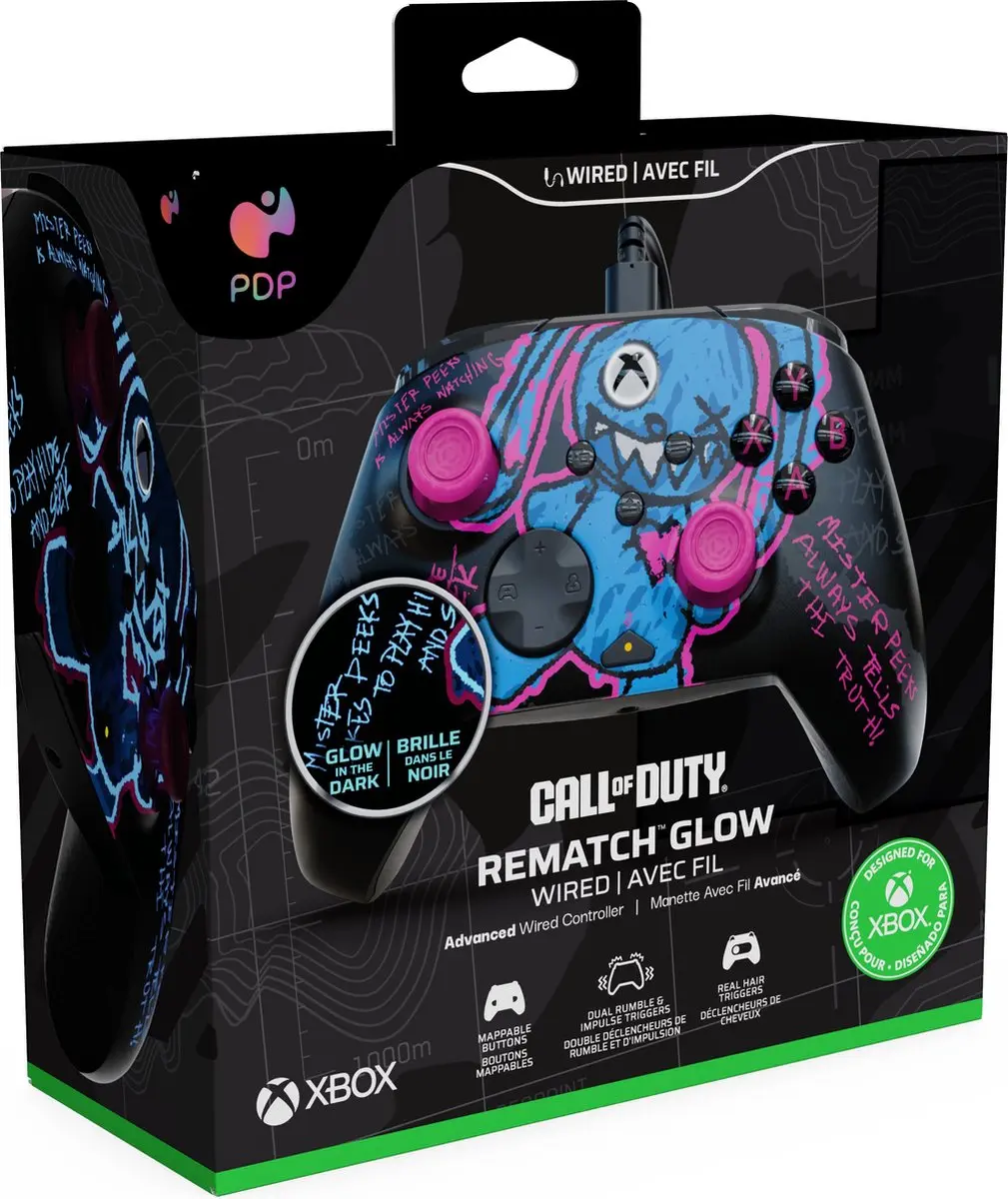 PDP Gaming Rematch Controller Call of Duty Mister Peeks Glow in the Dark Xbox Series X & PC - 049-023-CDMP - afbeelding 6 van 6