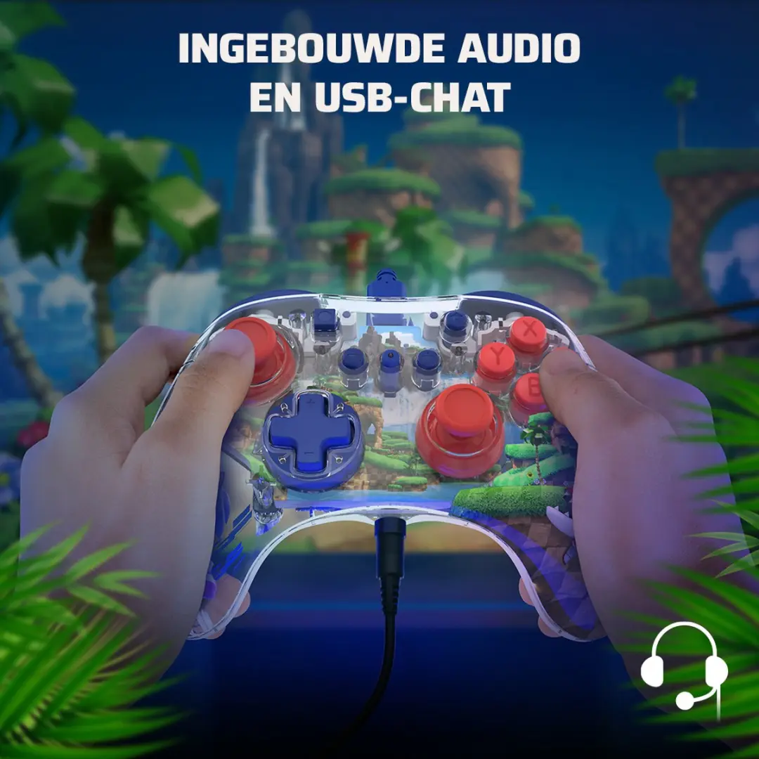 PDP REALMz Wired Controller Sonic Green Hill Zone - 19 Knoppen - Blauw/Wit/Rood