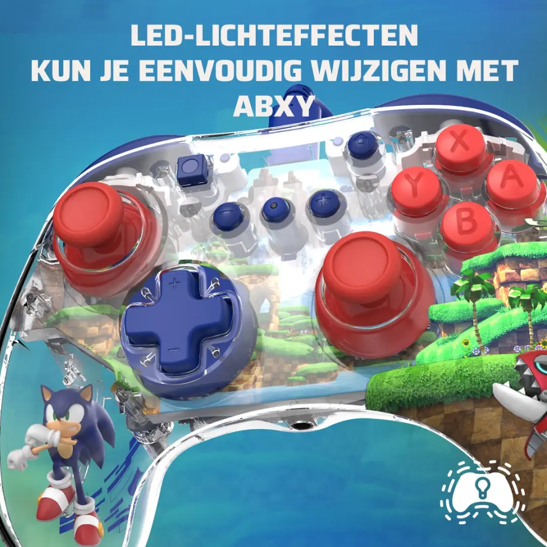 PDP REALMz Wired Controller Sonic Green Hill Zone - 19 Knoppen - Blauw/Wit/Rood