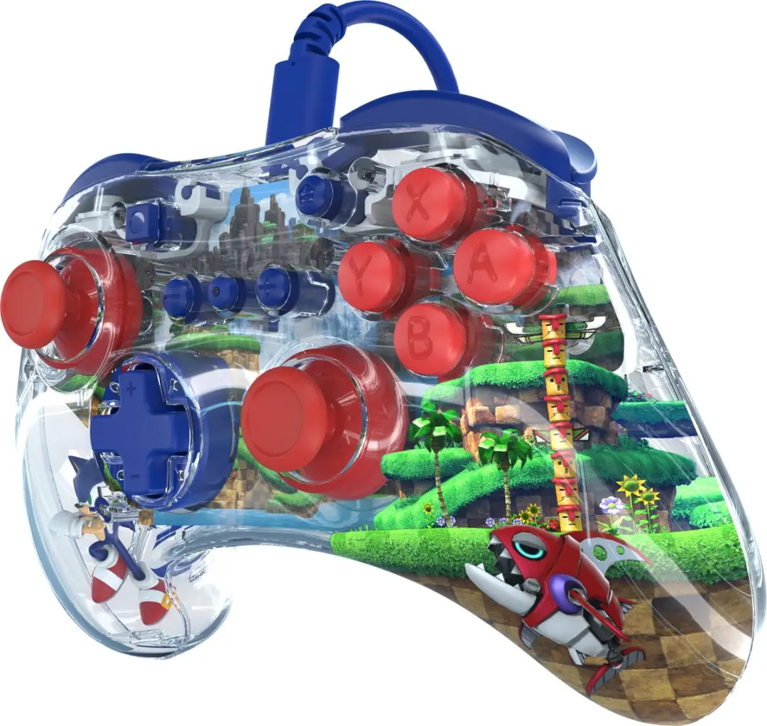 PDP REALMz Wired Controller Sonic Green Hill Zone - 19 Knoppen - Blauw/Wit/Rood
