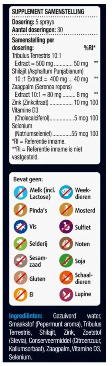 Lucovitaal Testosteron Mannen Support Spray 60ml - 2 Stuks
