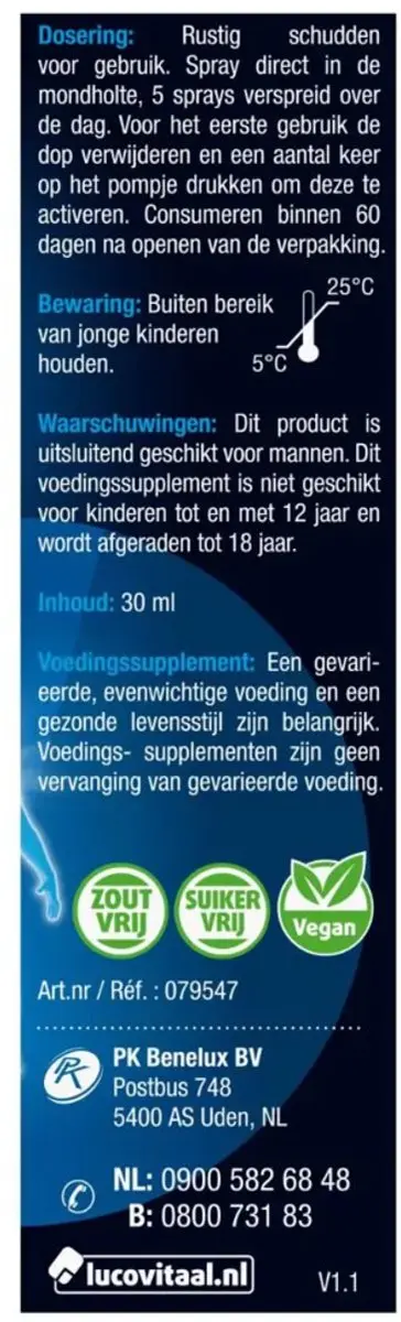 Lucovitaal Testosteron Mannen Support Spray 60ml