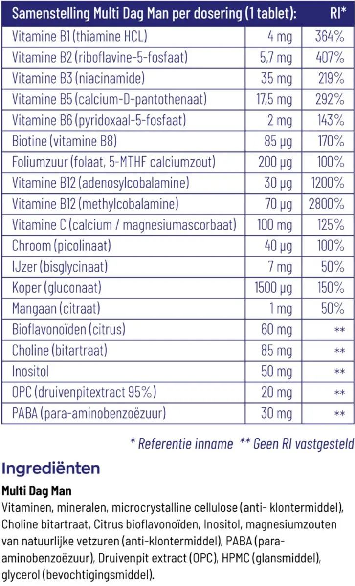 Vitakruid Multi Dag & Nacht Man 120 tabletten - 2x60