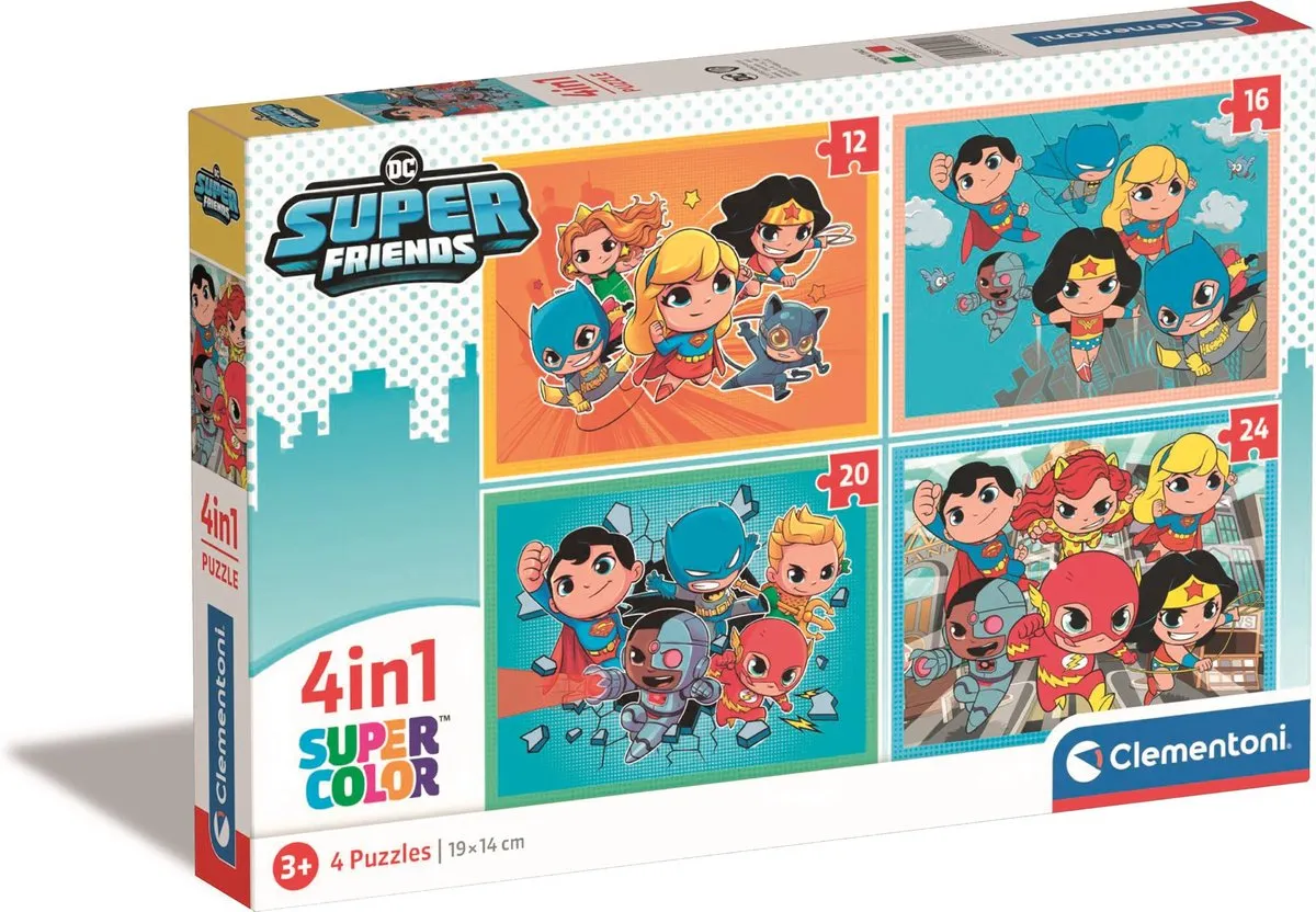 Clementoni DC Superfriends Kinderpuzzel 4-in-1 72 Stuks