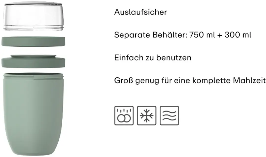 Mepal Lunchpot XL Ellipse 1.05L - 2-delig - Nordic Black