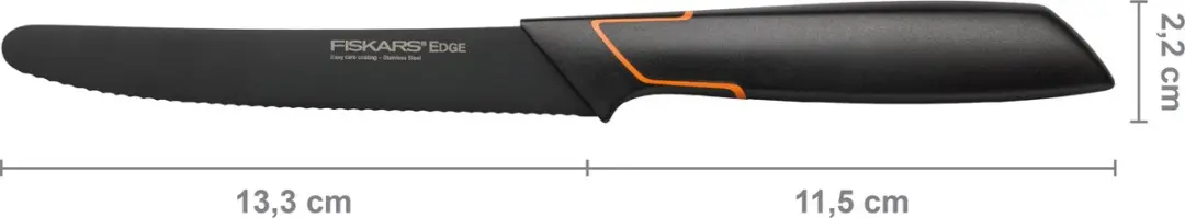 Fiskars Edge Tomatenmes 13cm - Gekarteld lemmet - Zwart