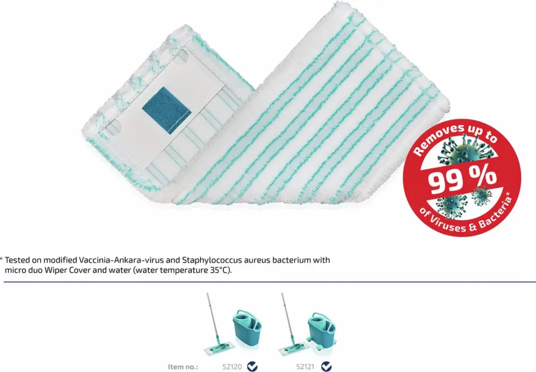 Leifheit Clean Twist M Ergo & Power Clean Overtrek 33cm - Turquoise/Wit