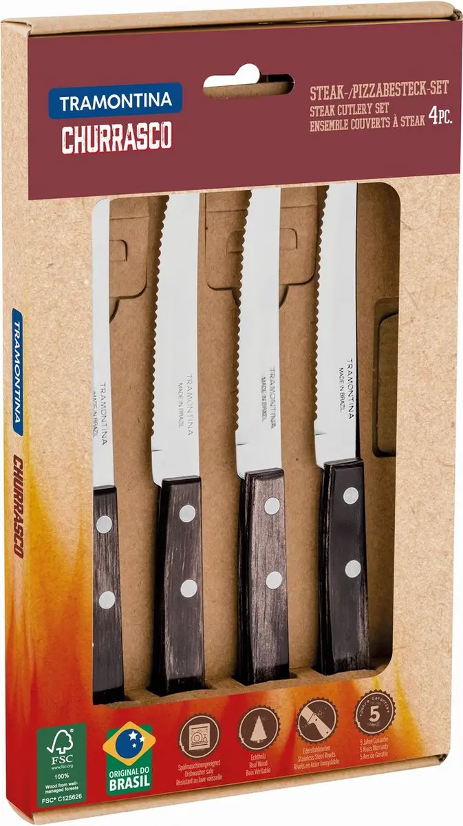 Tramontina Churrasco Steakmessen 4-delig