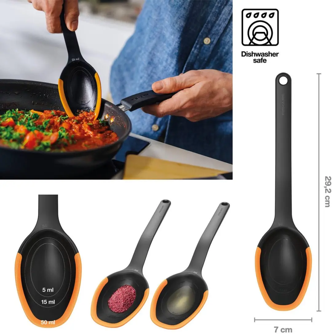 Fiskars Functionele Vorm Keukenlepel - Maatstreepjes - 1 Stuk
