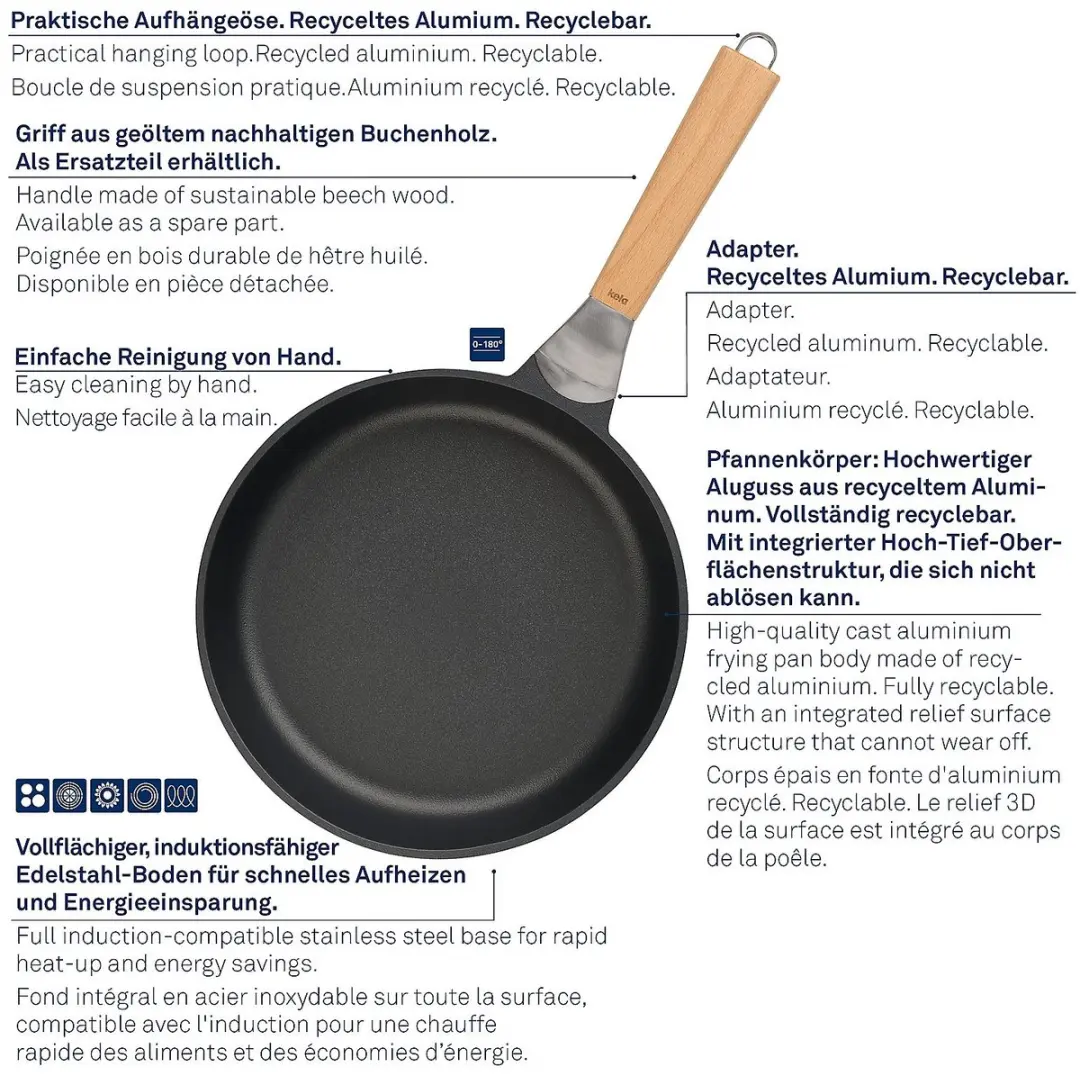 Kela Koekenpan 32cm Non-stick - Gerecycled Aluminium - Grijs - afbeelding 6 van 6