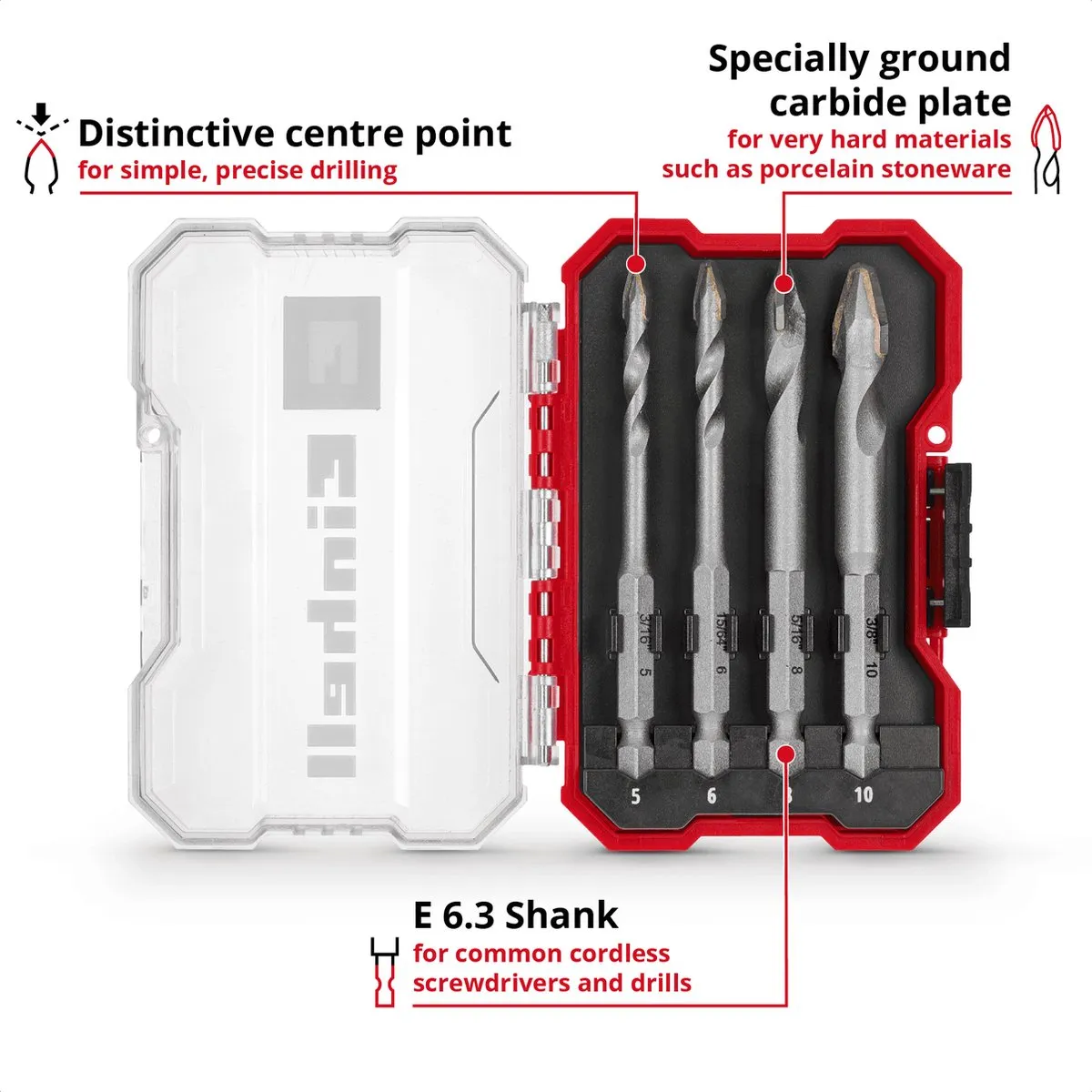 Einhell XS-CASE TC Boormachinebitset 4 Stuks - Metaal