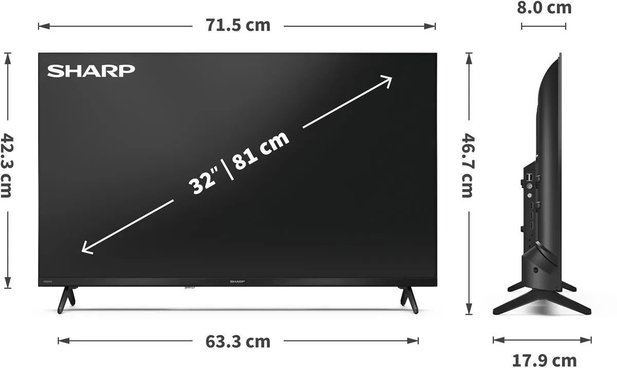 Sharp 32HF3265 QLED TV 32 inch - Zwart