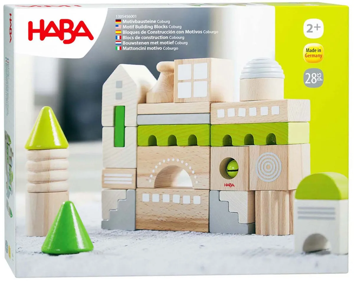 Haba Coburg Bouwstenen - 28 Stuks - Groen/Grijs/Bruin